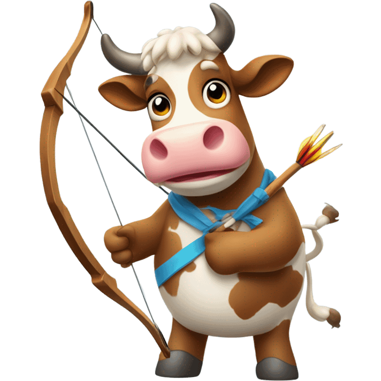 Mad cow with bow and arrow emoji