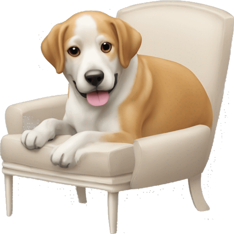 Chien qui mange sur une chaise emoji