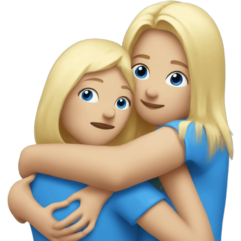 blue birds and blonde girl hug  emoji