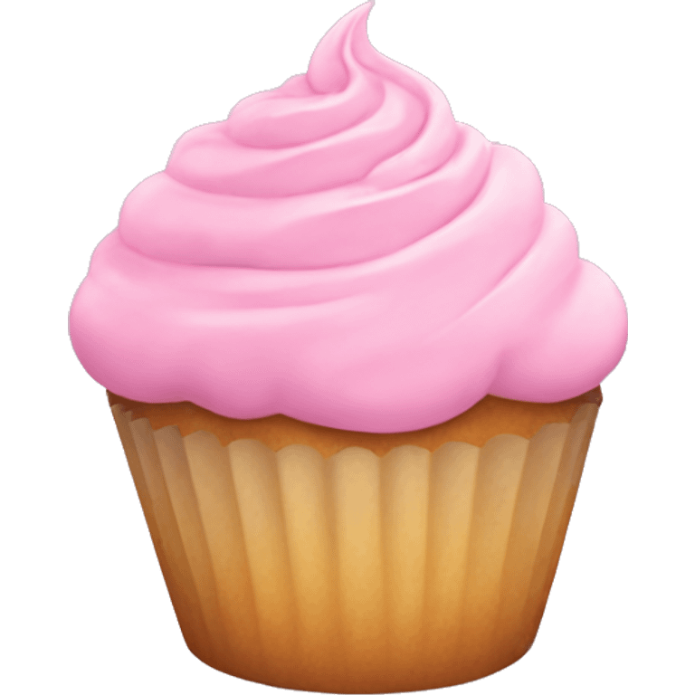 pastel pink cupcake, with colorful frosting emoji