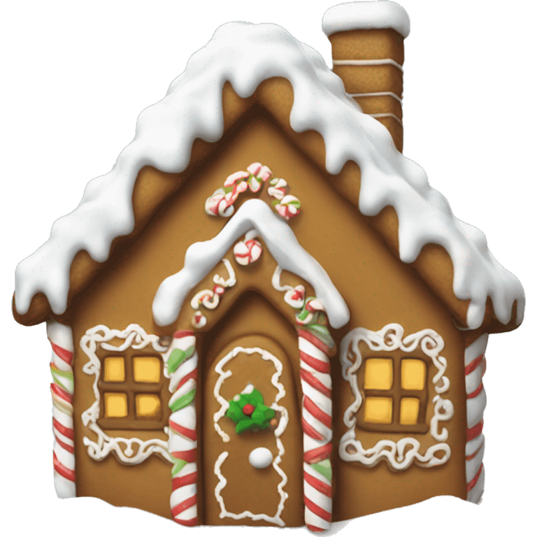 Gingerbread house with snow on top of it  emoji