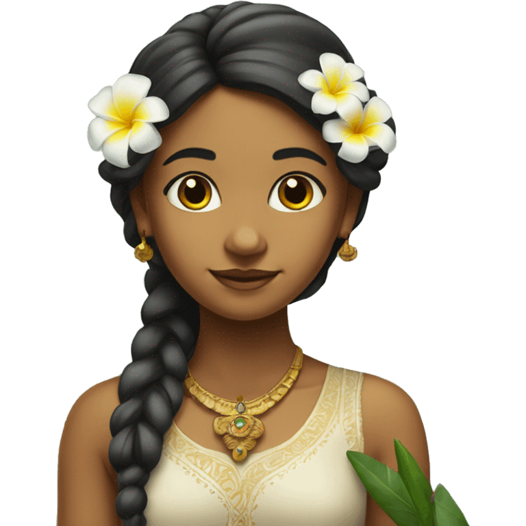 Indian girl with one plumeria  in hair emoji