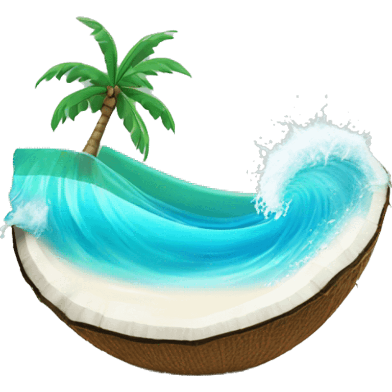 Tropical water wave with a coconut emoji