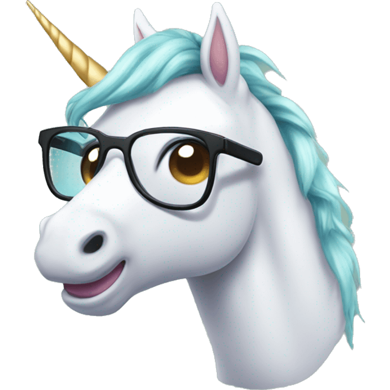 unicornio con lentes emoji