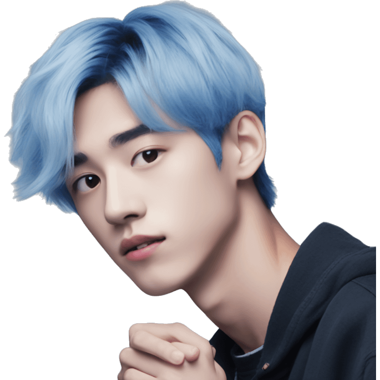 Txt Soobin with blue hour blue hair emoji