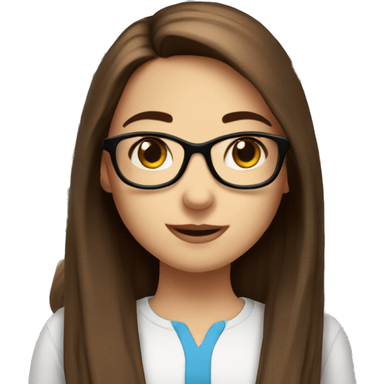 nerd girl with brown eyes and long straight brown hair with diastema emoji