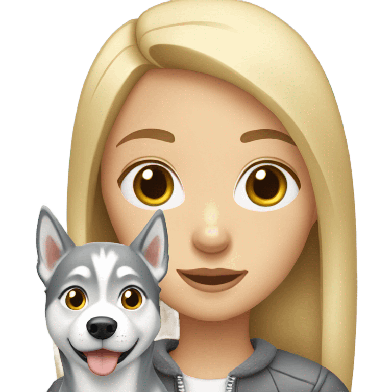 blonde girl  with Grey Husky  emoji