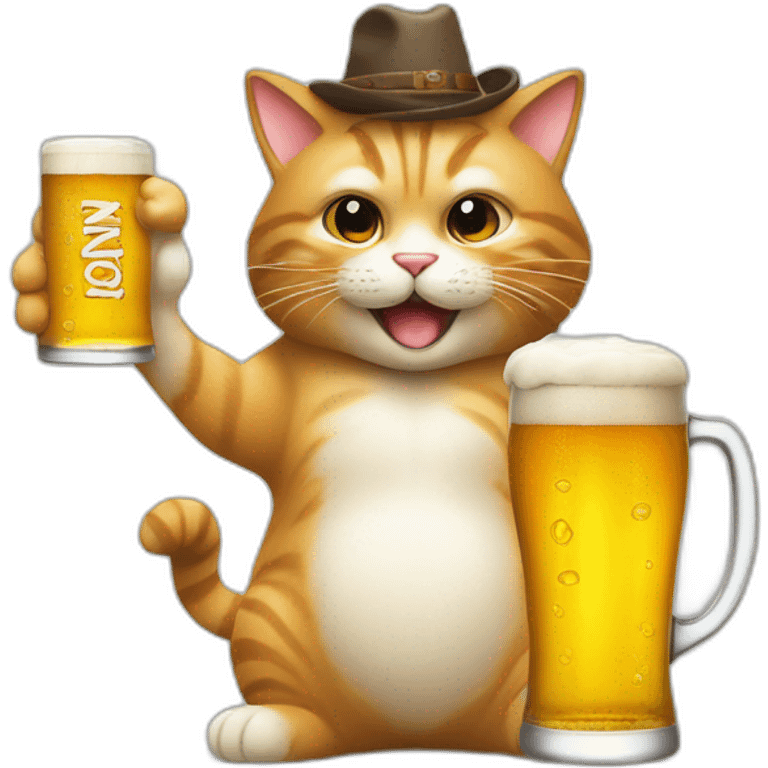 Un chat qui rigole avec une bière emoji