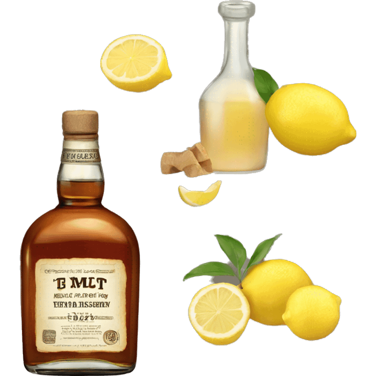 Bourbon, ginger, lemon bottle or label  emoji