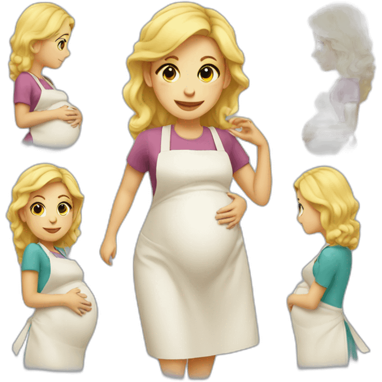 pregnant woman, blonde hair, apron dress emoji