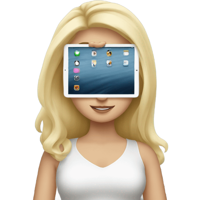 Blonde girl with iPad emoji