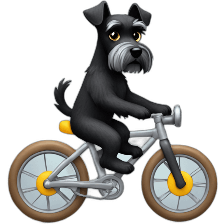 Miniature black-silver Schnauzer on kvisp bike emoji