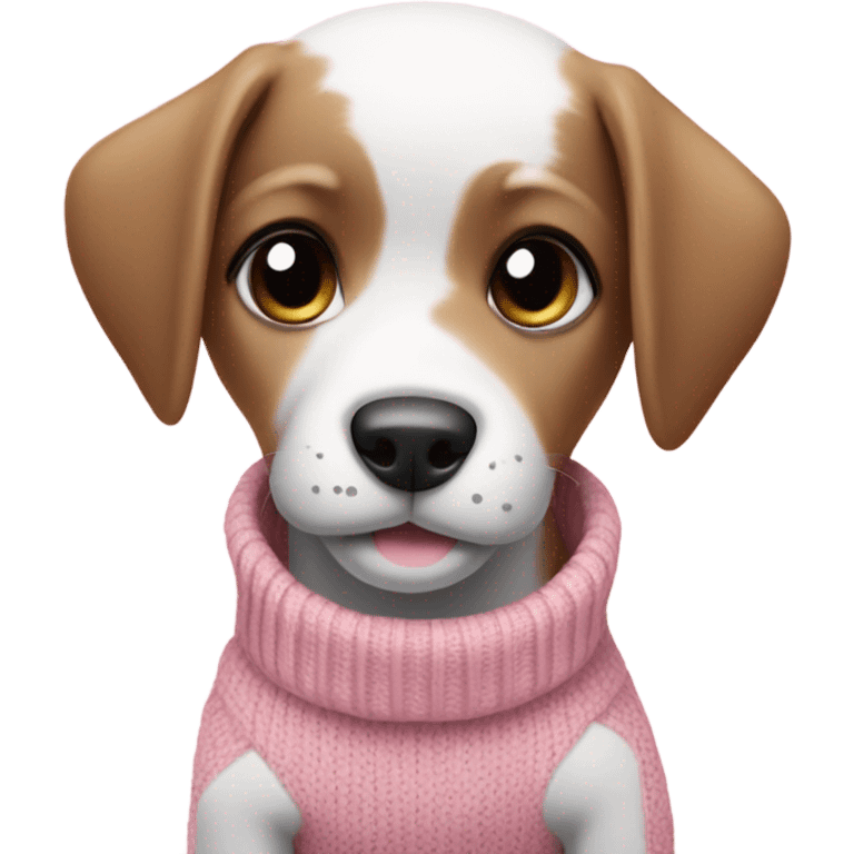 Black and white puppy in pink sweater emoji