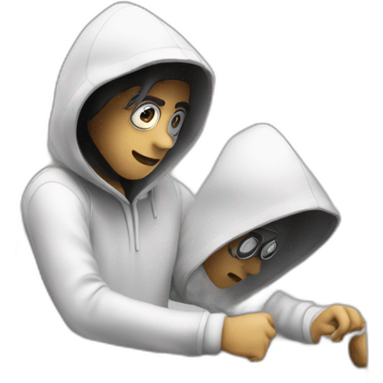 Hacker haking through 3 computers emoji