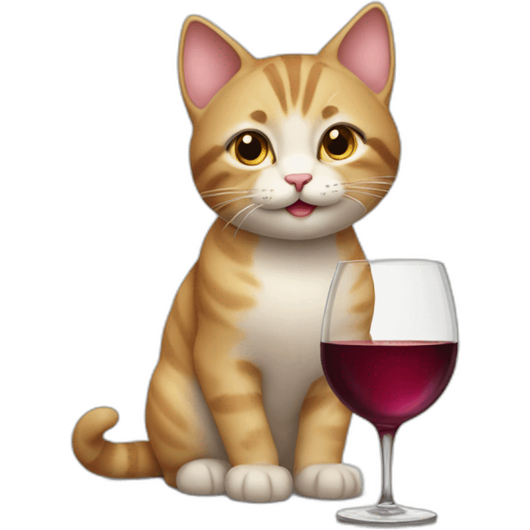 Cute cat rising a glass of wine emoji