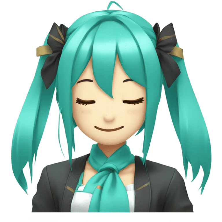 Cute hatsune Miku smiling with closed eyes emoji