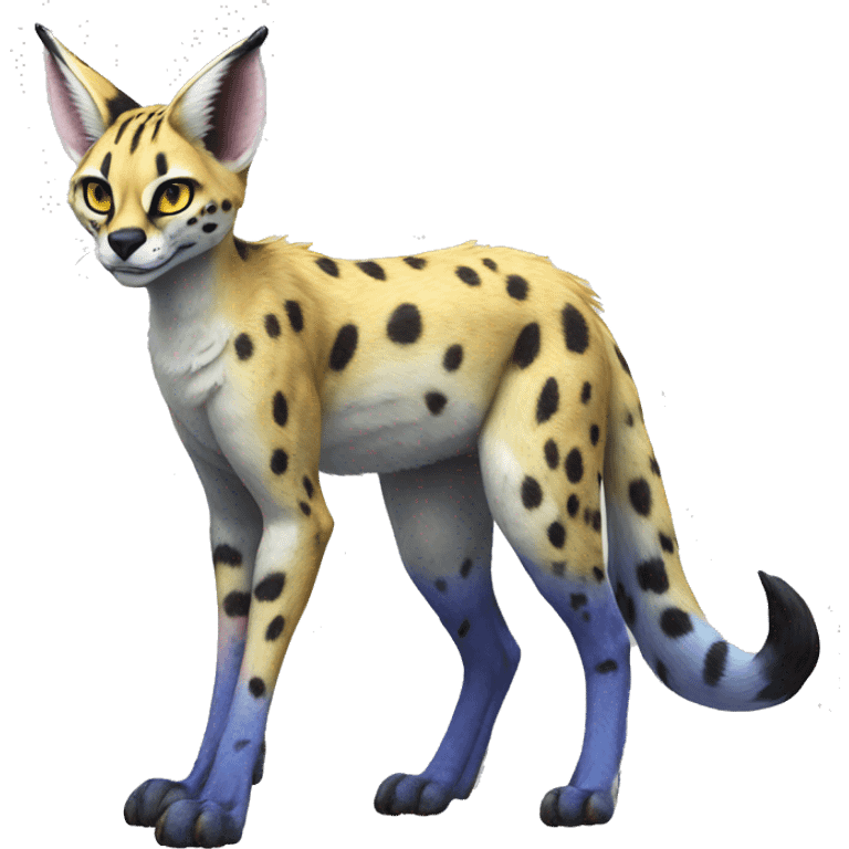 Epic Colorful Sergal-Serval-Vernid full body emoji