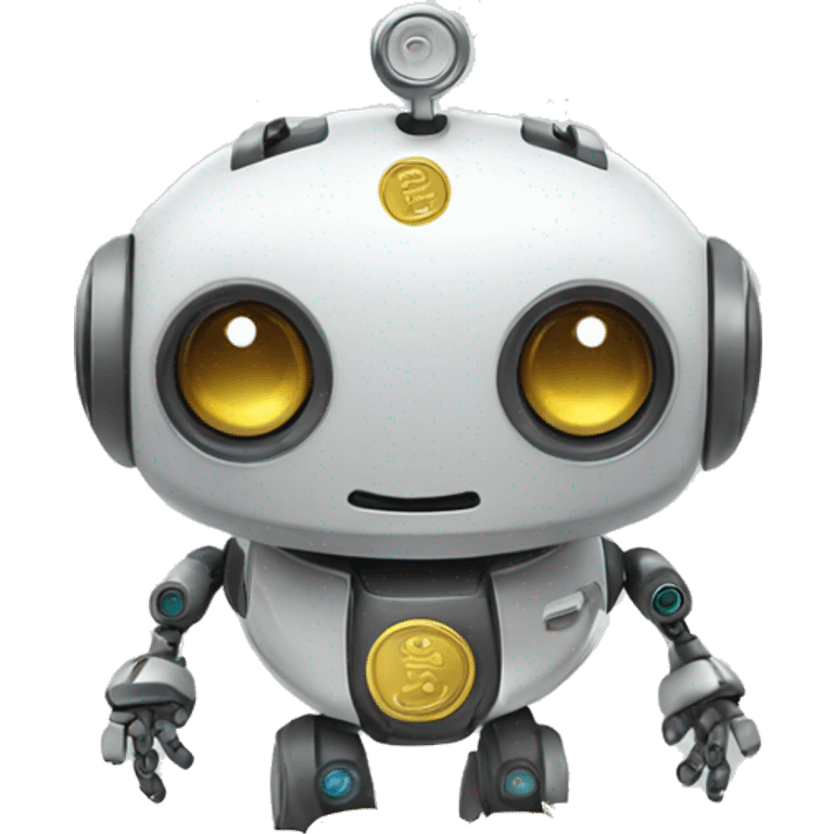 cute robot with coins emoji