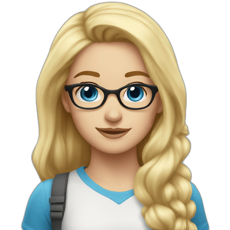 girl nerd blue eyes blond emoji