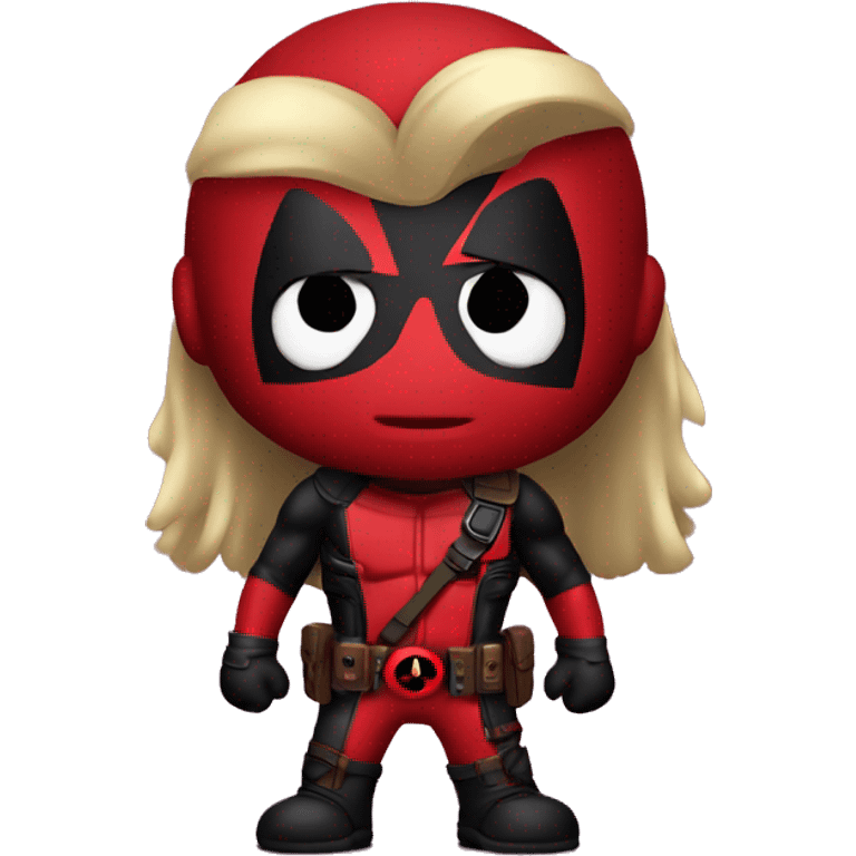 a guys wearing deadpool's costume and had long hair emoji