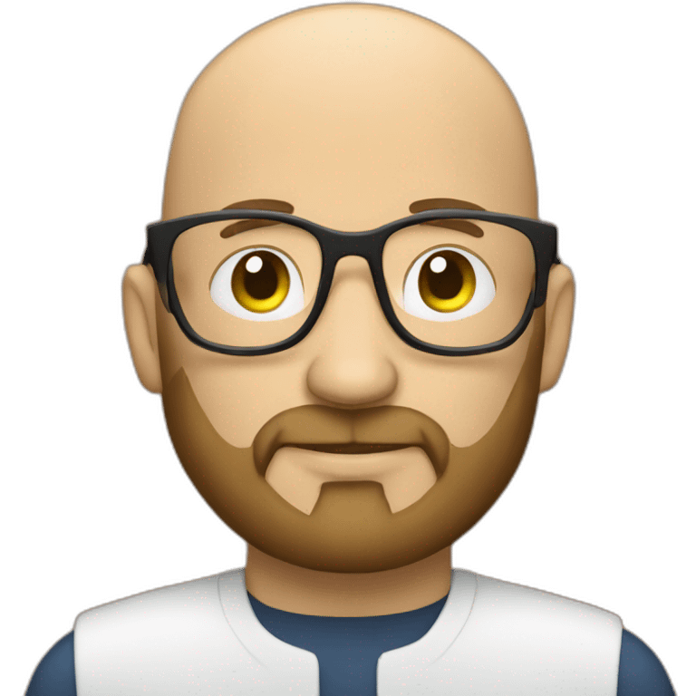 Bald It analyst with beard and glasses emoji