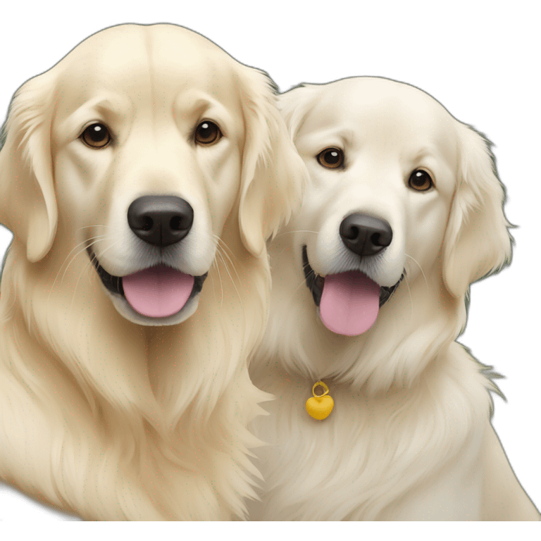 one white golden retriever and one golden retriever emoji