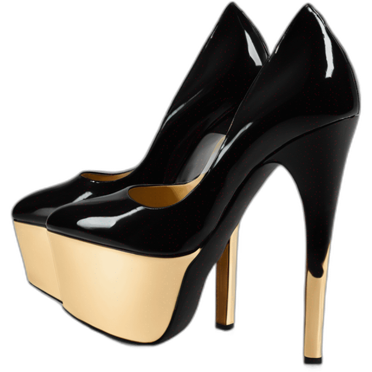 One view back Black Patent Leather Daffodile Platform Heels emoji