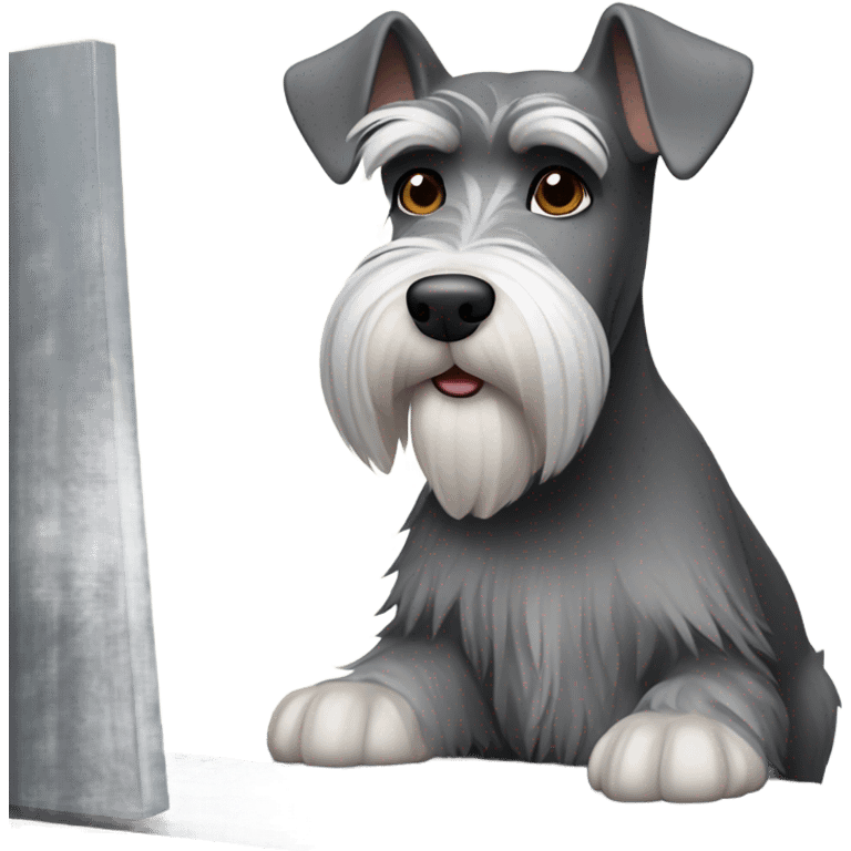 schnauzer with a computer emoji