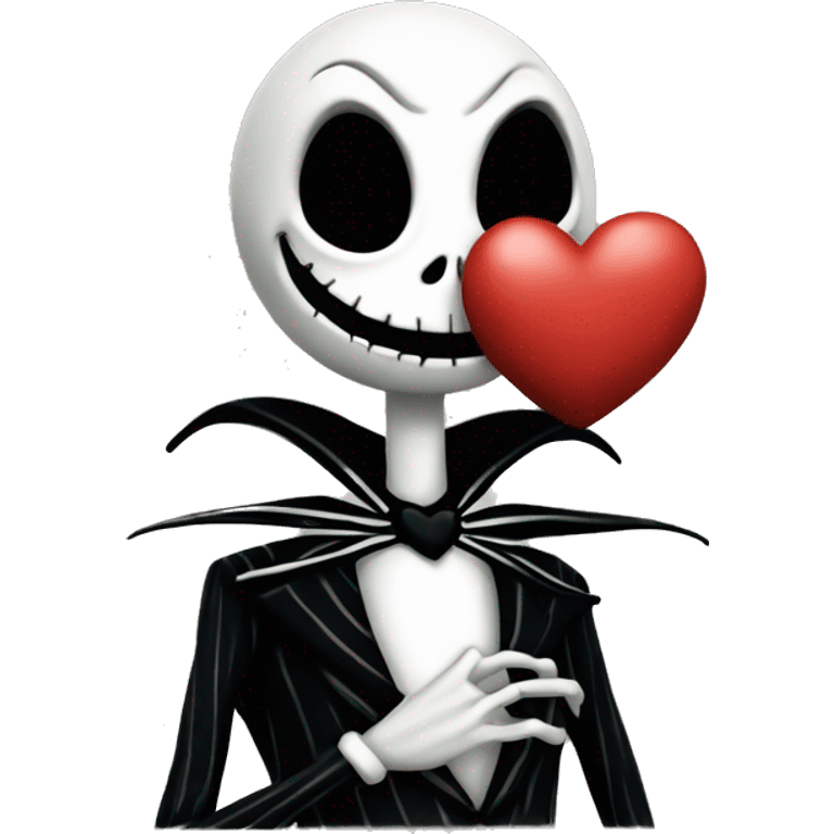 a little jack skellington holding a heart emoji