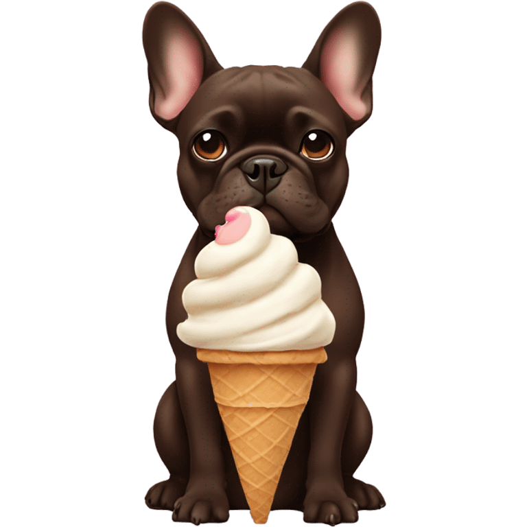  dark brown french bulldog with ice cream emoji