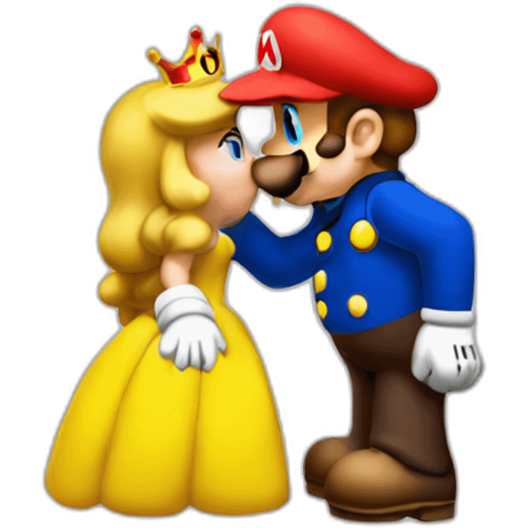 Macron kissing super mario emoji