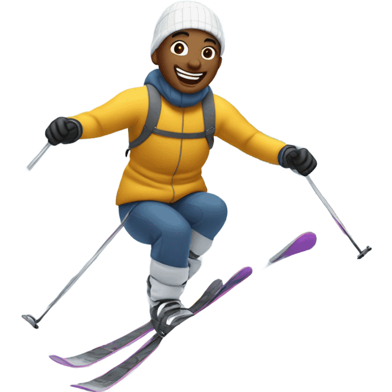 bald boy enjoying nature while skiing  emoji