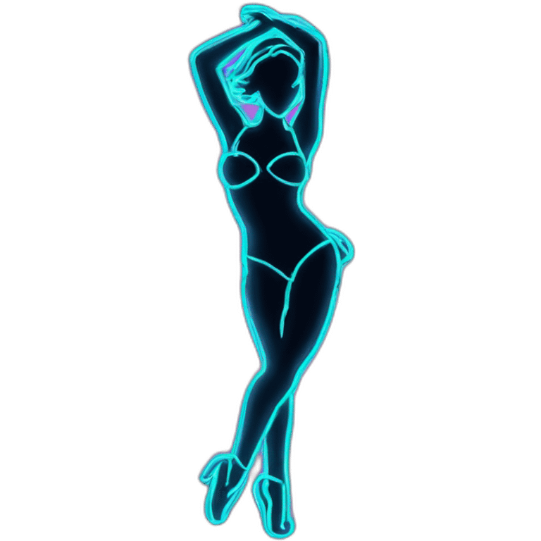 Sexy silhouette dancer neon sign present emoji