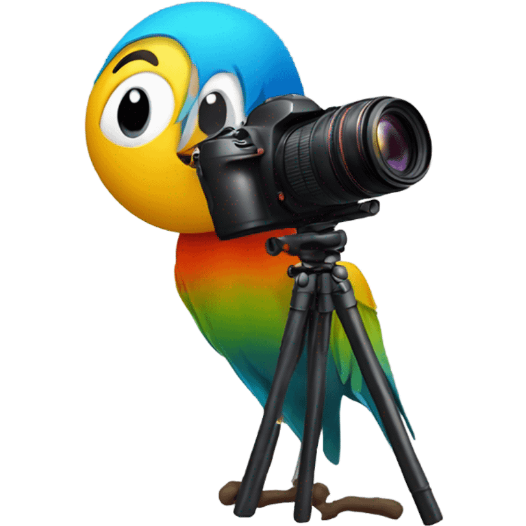 Photographer taking a picture of a bird emoji