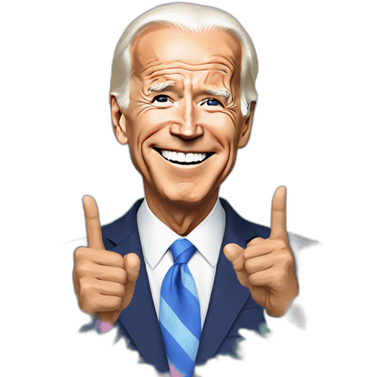 Joe biden making a peace sign wearing tie dye emoji