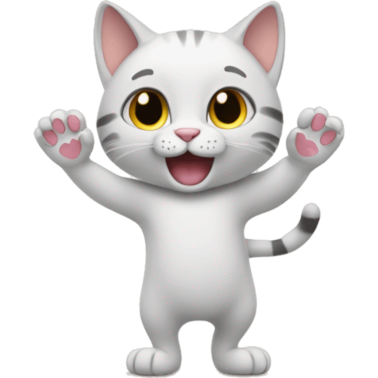 cat says bye and waves with paws emoji