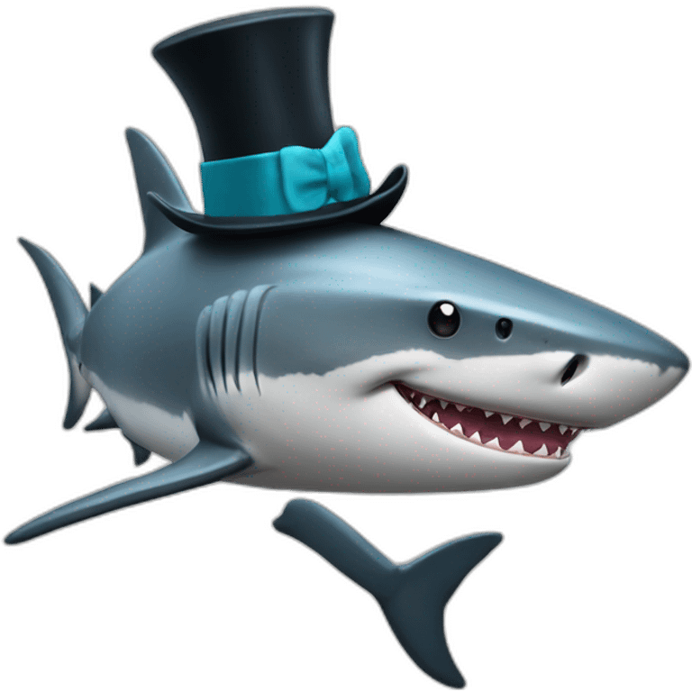 Shark with a top hat emoji