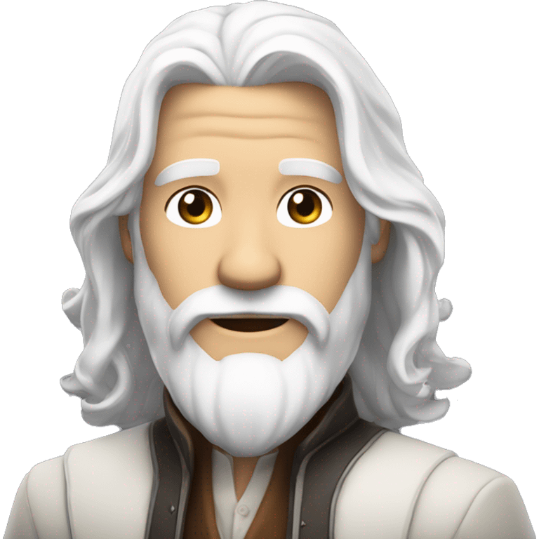 Video game character with long hair man white hair and white beard and he’s so handsome emoji