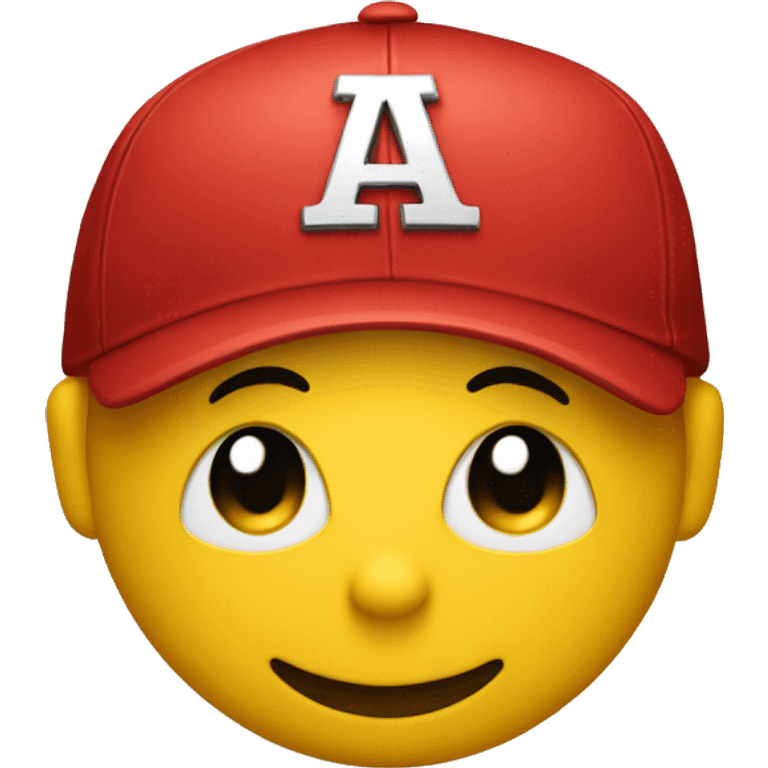 A yellow smiley face wearing a red baseball cap emoji