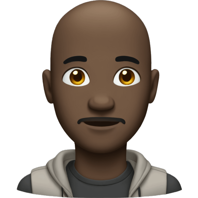 black bald guy with a moody face wearing a casual outfit emoji