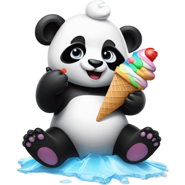 Panda eating ice cream emoji