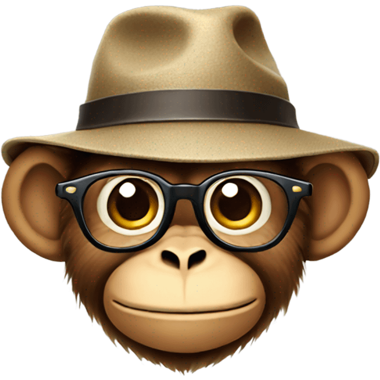 Monkey with glasses and hat emoji