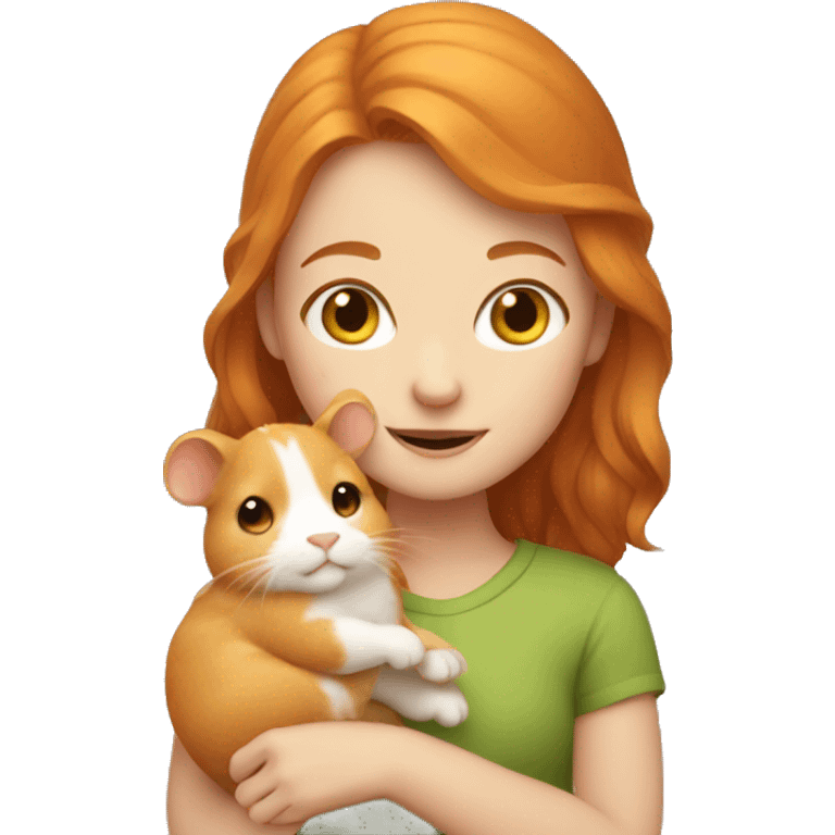 Ginger girl holding a goldhamster emoji