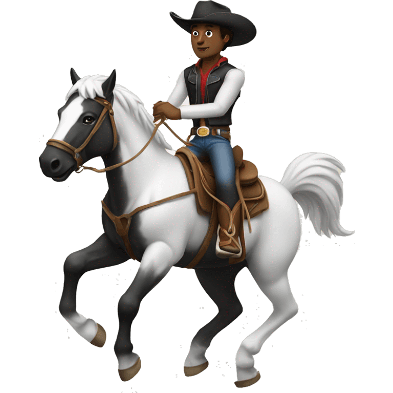 Black cowboy riding a white bronco  emoji