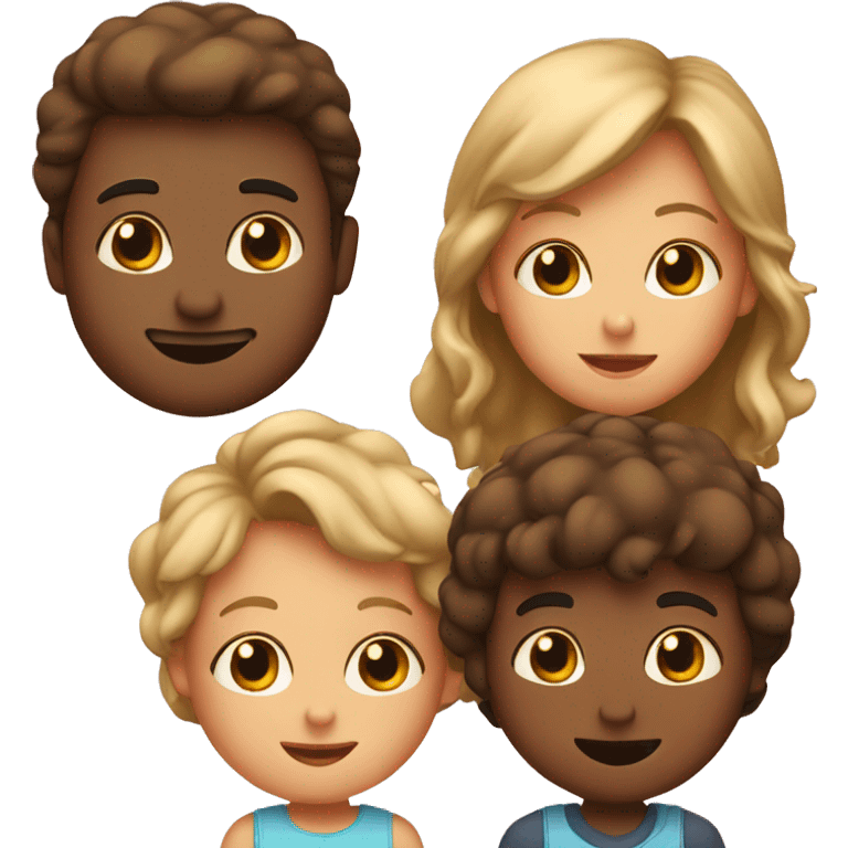 2 boys and a girl and mom and dad  emoji