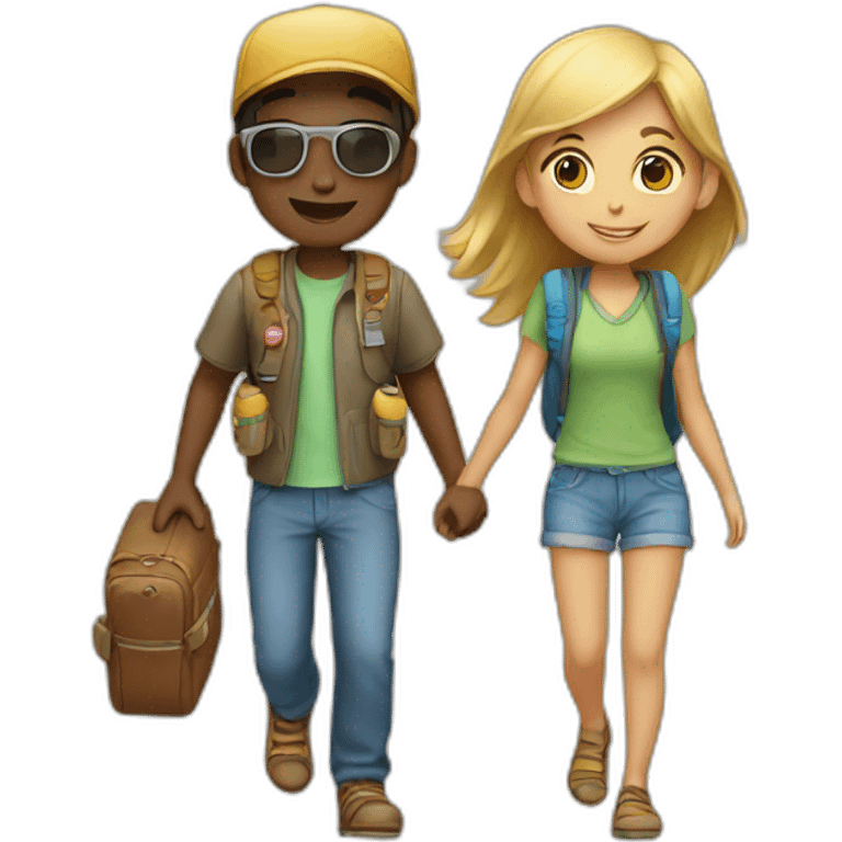 a girl and a boy on a trip emoji