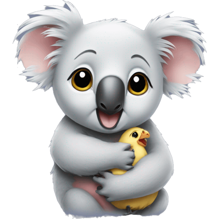  koala hugging baby chiken emoji