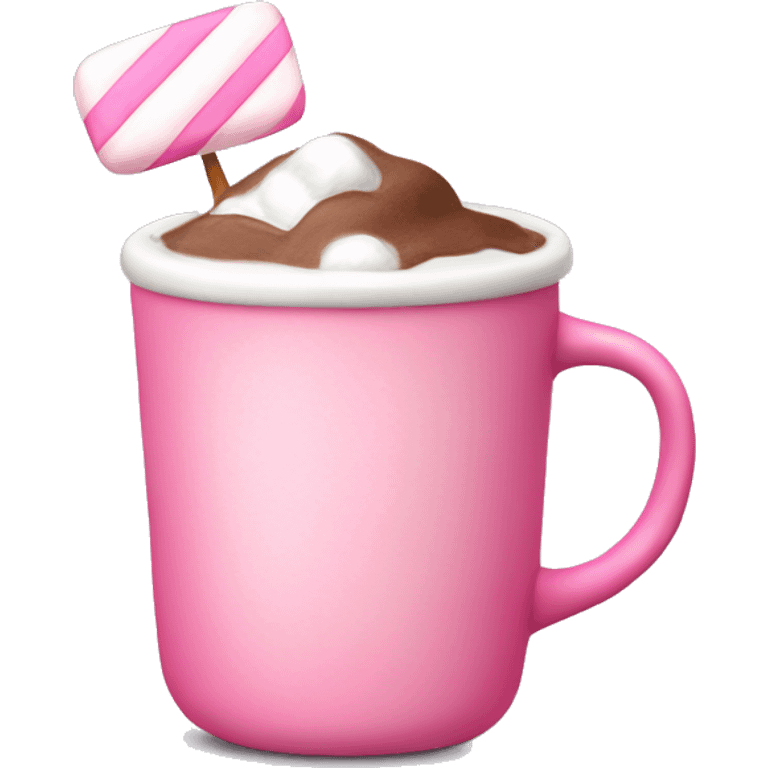 Cup of hot chocolate with marshmallows and pink colors emoji