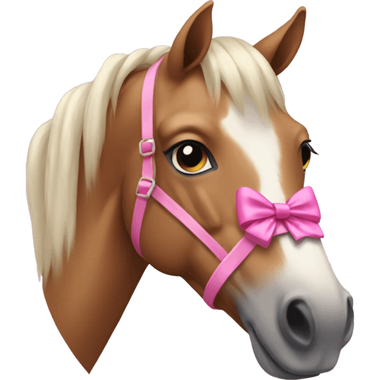 Horse wearing a pink bow emoji