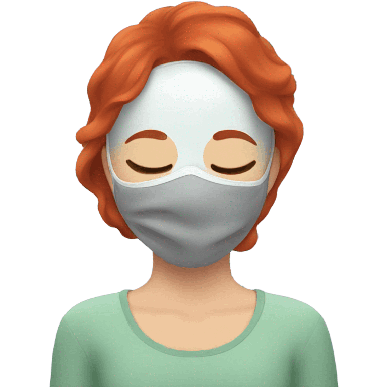 red hair girl face mask sleeping emoji